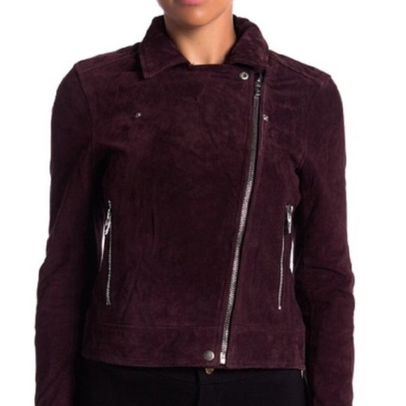Blank NYC Suede Biker Jacket - Deep Burgundy - Picture 11 of 12